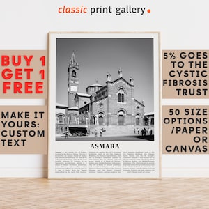 Asmara Print, Asmara Wall Art, Asmara Black and White Poster, Personalized Birthday Travel Gift Present Photography  Artwork, Eritrea 11449a