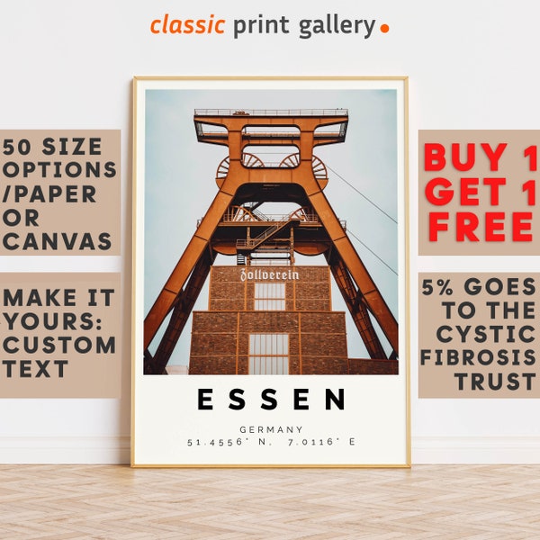 Essen Poster Colorful Print, Essen Wall Art, Essen Photo Decor, Essen Gift Travel Print,North Rhine-Westphalia,Gift For Backpacker,8009