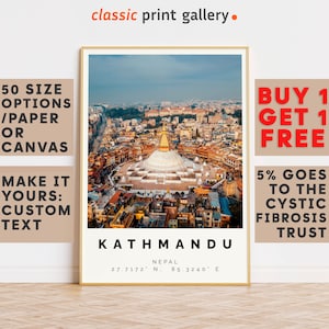 Kathmandu Poster Colorful Print, Kathmandu Wall Art, Kathmandu Photo Decor, Kathmandu Gift Travel Print,Nepal,Large Wall Art,10153