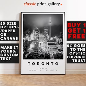 Toronto Poster Black and White Print, Toronto Wall Art, Toronto Travel Photo, Toronto Map, Ontario Poster, Canada Print, 4001