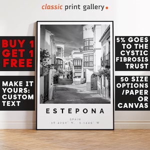 Estepona Print,Estepona Wall Art,Estepona Black and White Poster,Personalized Birthday Travel Gift Present Artwork Spain 12692a