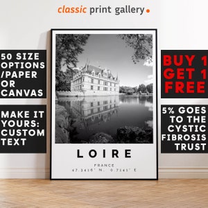 Loire Poster Black and White Print, Loire Wall Art, Loire Travel Poster, Loire Photo Print,France,5902