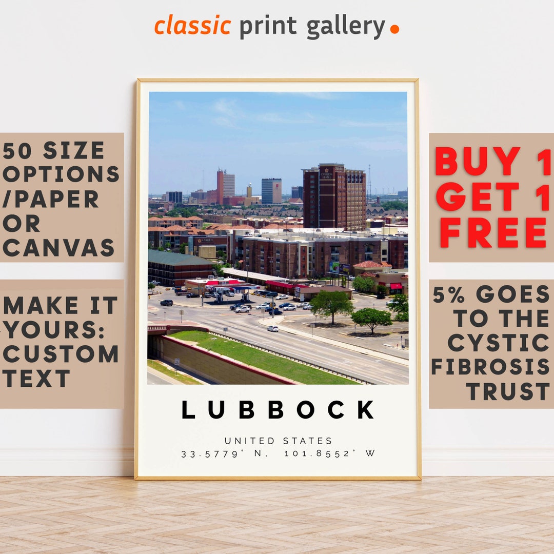 Lubbock Poster Colorful Print, Lubbock Wall Art, Lubbock Photo Decor