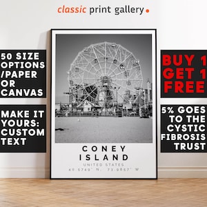 Coney Island Poster Black and White Print, Coney Island Wall Art, Coney Island Travel Poster, Coney Island Photo Print, Brooklyn, USA,5274