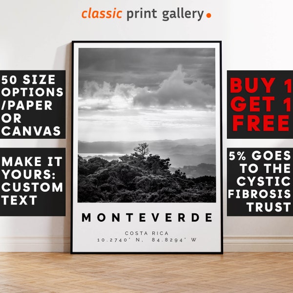 Monteverde Print Black and White Photo, Monteverde Wall Art, Monteverde Travel Poster, Monteverde Photo Print, Costa Rica, Nature, 2908