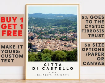 Città di Castello Druck, Wandkunst, buntes Poster, personalisiertes Geburtstags-Reisegeschenk, Fotografie-Kunstwerk, Italien 13476