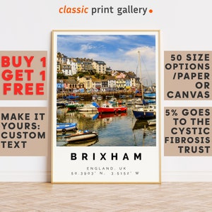 Brixham Print Colorful Poster|Brixham Wall Art|Brixham Travel Poster Gift|Brixham Travel Photography|Decor|England|16406b