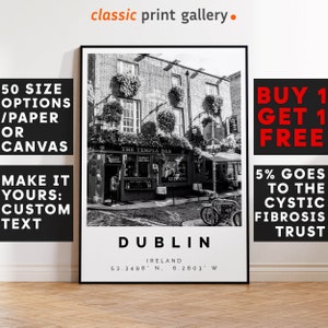 Dublin Poster, Dublin Print, Dublin Photo, Dublin Wall Art, Gift Art, Traveller Gift, Scenic Poster, Black and White Photographic Art, 3394