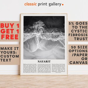 Nayarit Print, Nayarit Wall Art, Nayarit Black and White Poster, Personalized Birthday Travel Gift Present Photography Mexico 12044a1