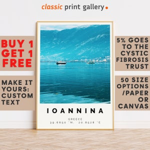 Ioannina Print,Ioannina Wall Art,Ioannina Colorful Poster,Personalized Birthday Travel Gift Present Artwork Greece 14311