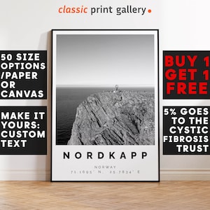 Nordkapp Poster Black and White Print, Nordkapp Wall Art, Nordkapp Travel Poster, Nordkapp Photo Print, Norway,4648b