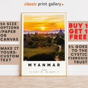 Myanmar Poster Colorful Print, Myanmar Wall Art, Myanmar Photo Decor, Myanmar Gift Travel Print,Burma,Gift For Him,10172