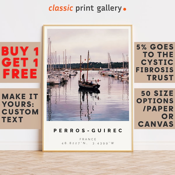 Perros-Guirec Print,Perros-Guirec Wall Art,Perros-Guirec Colorful Poster,Personalized Birthday Travel Gift Present France 13054