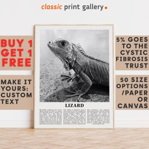 Lizard Print, Lizard Wall Art Poster, Black White Classroom Teacher Gift Present Kids Room Nursery Photography Artwork Biology Art 14713a