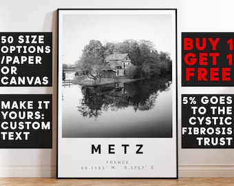 Metz Poster Black and White Print, Metz Wall Art, Metz Travel Poster, Metz Photo Print, France, Grand Est Moselle, Lorraine,4696a