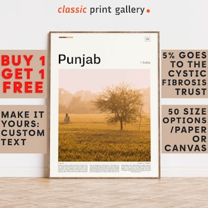 Punjab Print, Punjab Wall Art, Punjab Color Poster With Text, Personalized Birthday Travel Gift Present Photography, India/Pakistan 12156b1