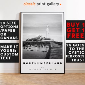 Northumberland Poster,Northumberland Print,Northumberland Black and White Photographic Art, Coordinates Poster, Travel Gift, 4504