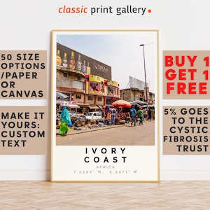 Ivory Coast Poster Colorful Print, Ivory Coast Wall Art, Ivory Coast Photo Decor, Ivory Coast Gift Travel Print,Africa,Large Wall Art,10681