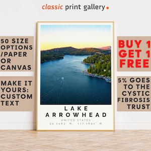Lake Arrowhead Poster Colorful Print, Lake Arrowhead Wall Art, Lake Arrowhead Photo Decor, California,Travel Poster Decor,9369