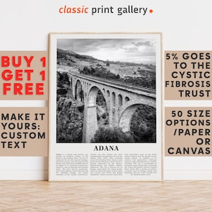 Adana Print, Adana Wall Art, Adana Black and White Poster, Personalized Birthday Travel Gift Present Photography  Artwork, Türkiye 11395a