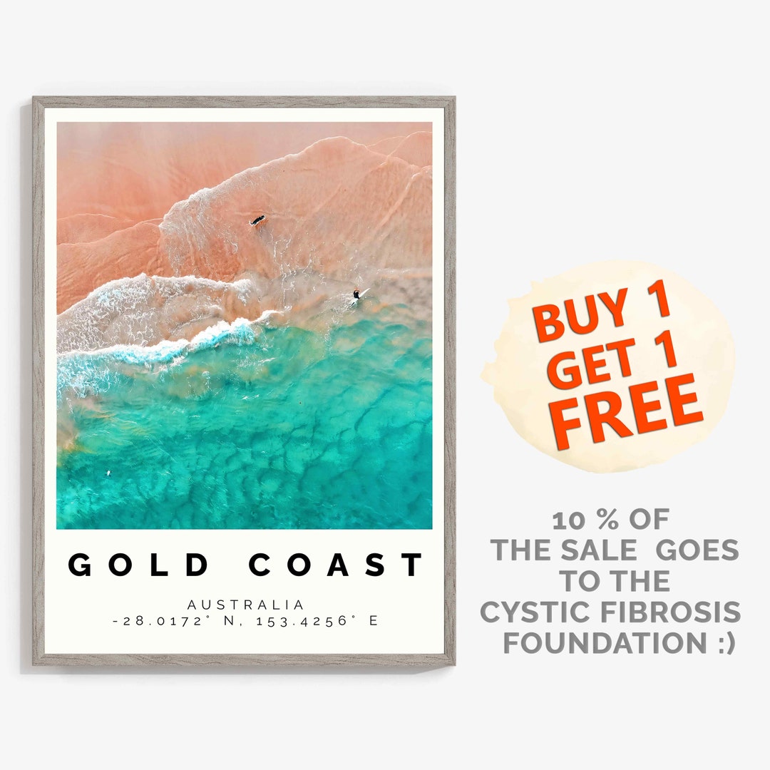 Gold Coast Poster Colorful Print Gold Coast Wall Art Gold - Etsy