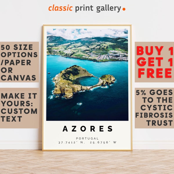 Azores Poster Colorful Print, Azores Wall Art, Azores Photo Decor, Azores Gift Travel Print,Portugal,Travel Poster Decor,7644