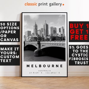 Melbourne Poster Black and White Photo, Melbourne Wall Art, Melbourne Travel Poster, Melbourne Photo Print, Australia, 2862