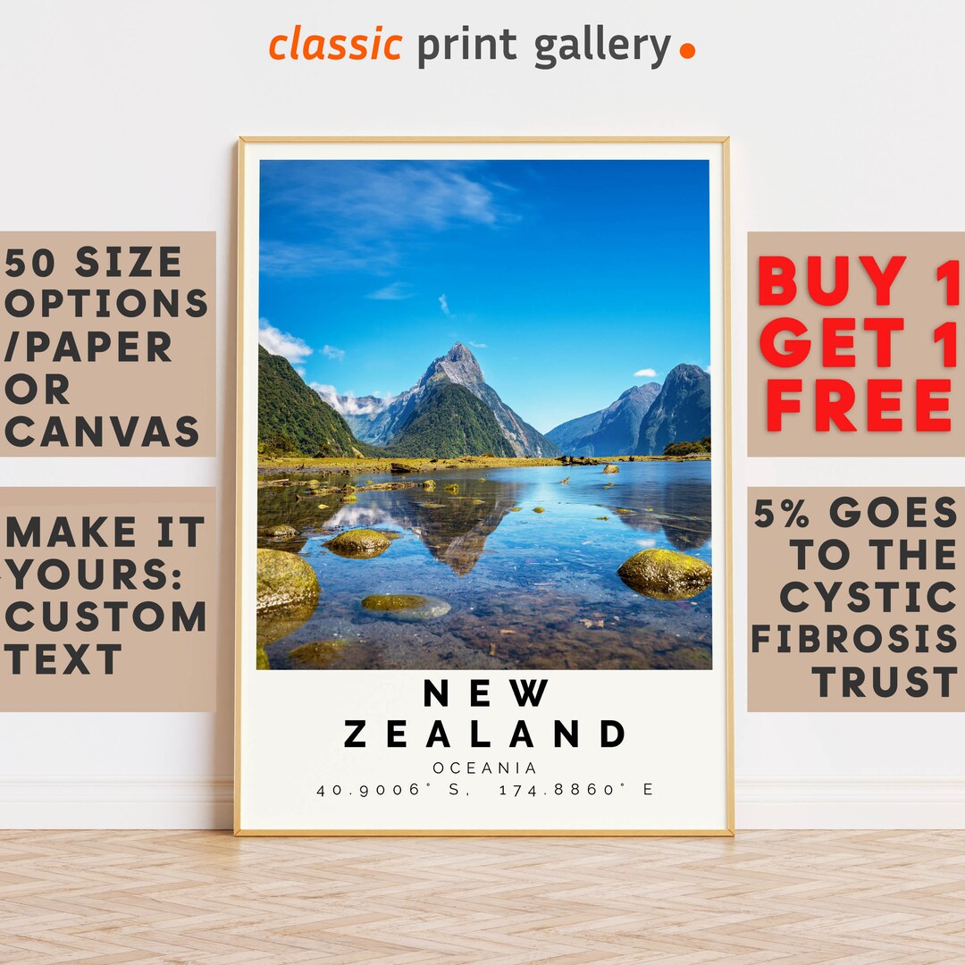 New Zealand Poster Colorful Print, New Zealand Wall Art, New Zealand