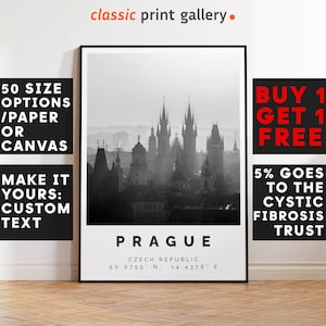 Prague Poster Black and White Print, Prague Wall Art, Prague Travel Photo, Prague Map, Czech Poster, Czech Republic Print,4340