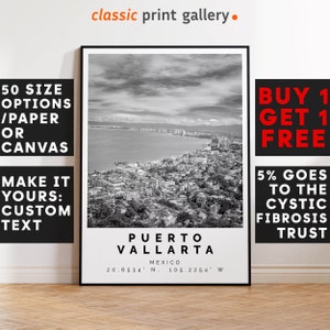 Puerto Vallarta Poster Black and White Print, Puerto Vallarta Wall Art, Puerto Vallarta Travel Poster, Photo Print, Mexico,5356