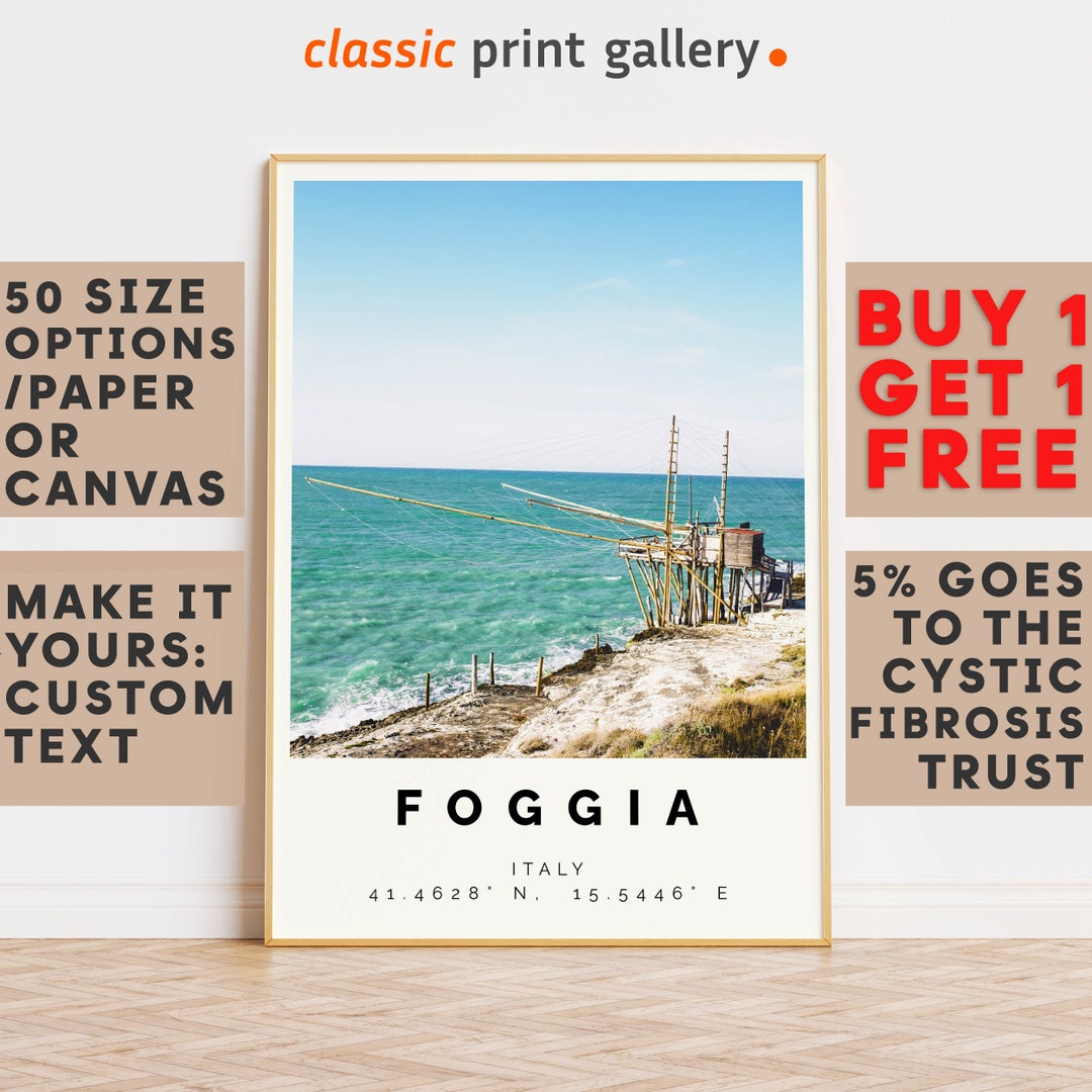 Foggia Poster Colorful Print, Foggia Wall Art, Foggia Photo Decor