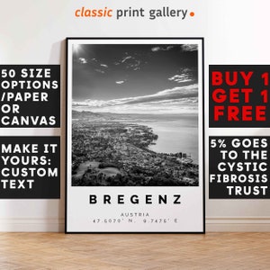 Bregenz Poster Black and White Print, Bregenz Wall Art, Bregenz Travel Poster, Bregenz Photo Print, Travel Home Decor,Austria,5684