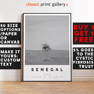 Senegal Poster, Senegal Print, Senegal Black and White Photographic Art, Wedding gift, Coordinates Poster, Travel Gift,  Africa,4755a