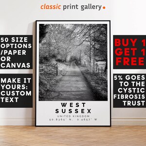 West Sussex Poster Black and White Print, West Sussex Wall Art, West Sussex Gift, West Sussex Photo Print,United Kingdom,6422