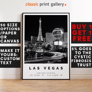 Las Vegas Poster Black and White Print, Las Vegas Wall Art, Las Vegas Travel Photo, Las Vegas Map, Nevada Poster, Nevada Print, 3786