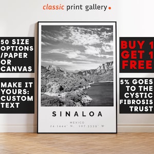 Sinaloa Poster Black and White Print, Sinaloa Wall Art, Sinaloa Travel Poster, Sinaloa Photo Print, Mexico Poster Art, 4160