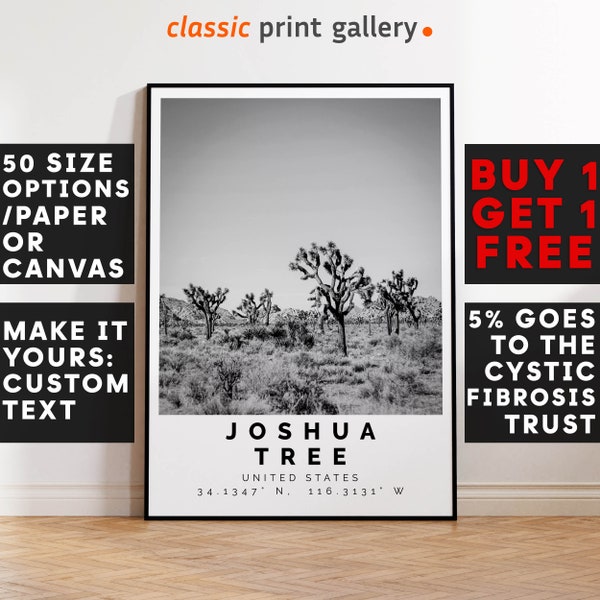 Joshua Tree Poster Black and White Print, Joshua Tree Wall Art, Joshua Tree Travel Poster, Joshua Tree Photo Print, California,USA,4793