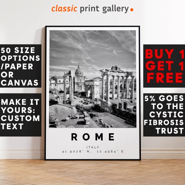 Rome Poster,Rome Print,Rome Black and White Photographic Art, Wedding gift, Coordinates Poster, Travel Gift, 4288