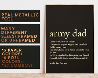 Army Dad Definition Gold Foil Print Poster Wall Art  | Birthday Gift For Army Dad | Present | Minimalist | Metallic Foil Poster F458