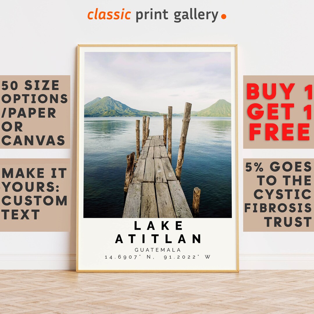 Lake Atitlan Poster Colorful Print, Lake Atitlan Wall Art, Lake Atitlan