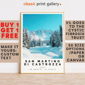 San Martino di Castrozza Print Wall Art Colorful Poster,Personalized Birthday Travel Gift Present Photography Artwork Italy 13509