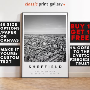 Sheffield Poster Black and White Print, Sheffield Wall Art, Sheffield Travel Poster, Sheffield Photo Print,  United Kingdom,5290