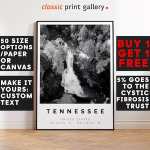 Tennessee Poster Black and White Print, Tennessee Wall Art, Tennessee Travel Photo, Tennessee Map, The South Print, 4045