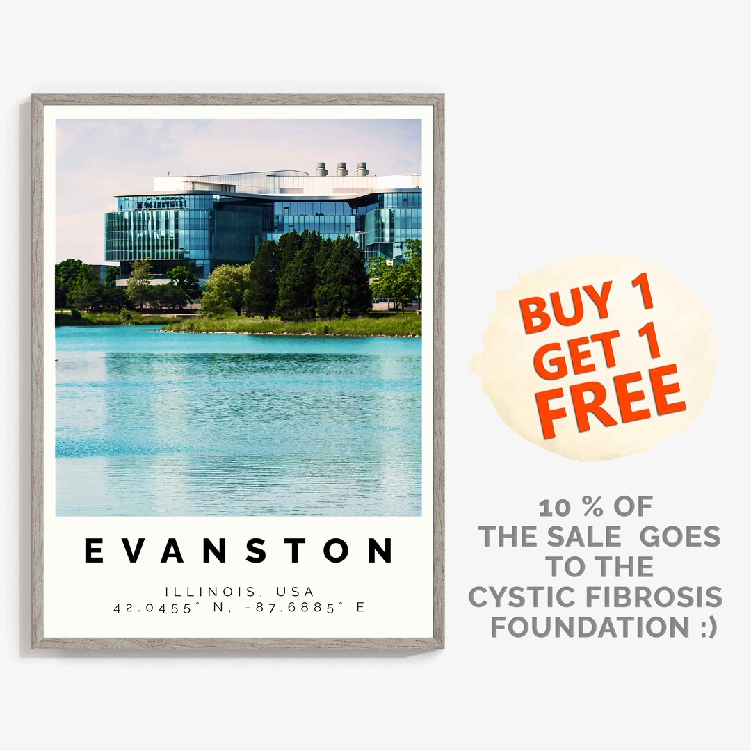 Evanston Poster Colorful Print Evanston Wall Art Evanston Etsy
