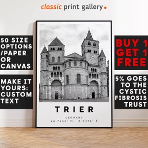 Trier Poster Black and White Print, Trier Wall Art, Trier Travel Photo, Trier Map, Germany Poster, Germany Print, 3986
