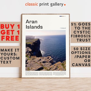 Aran Islands Print, Aran Islands Wall Art, Aran Islands Color Poster With Text, Personalized Birthday Travel Gift Present ,Ireland 11439b