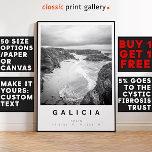 Galicia Poster Black and White Print, Galicia Wall Art, Galicia Travel Poster, Galicia Photo Print,Spain,5964