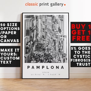 Pamplona Poster Black and White Print, Pamplona Wall Art, Pamplona Travel Photo, Pamplona Map, Basque Poster, Basque Print, 4443