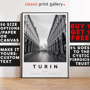 Turin Poster Black and White Print, Turin Wall Art, Turin Travel Photo, Turin Map, Torino Poster, Piedmont Print, Piedmonte, 3968