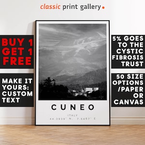 Cuneo Print,Cuneo Wall Art,Cuneo Black and White Poster,Personalized Birthday Travel Gift Present Photography Artwork Italy 13345a
